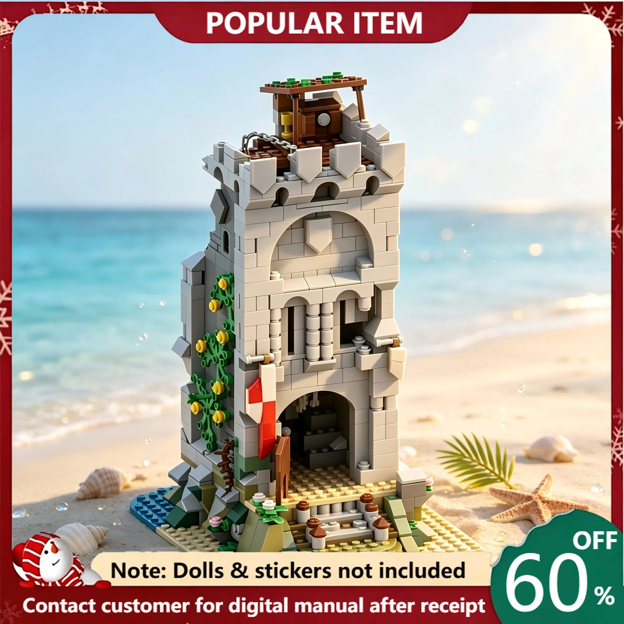 783PCS MOC Ruined Abandoned Medieval Tower Weathered Ancient Ruin Landscape Model Building Blocks DIY Assembly Gifts for Adults