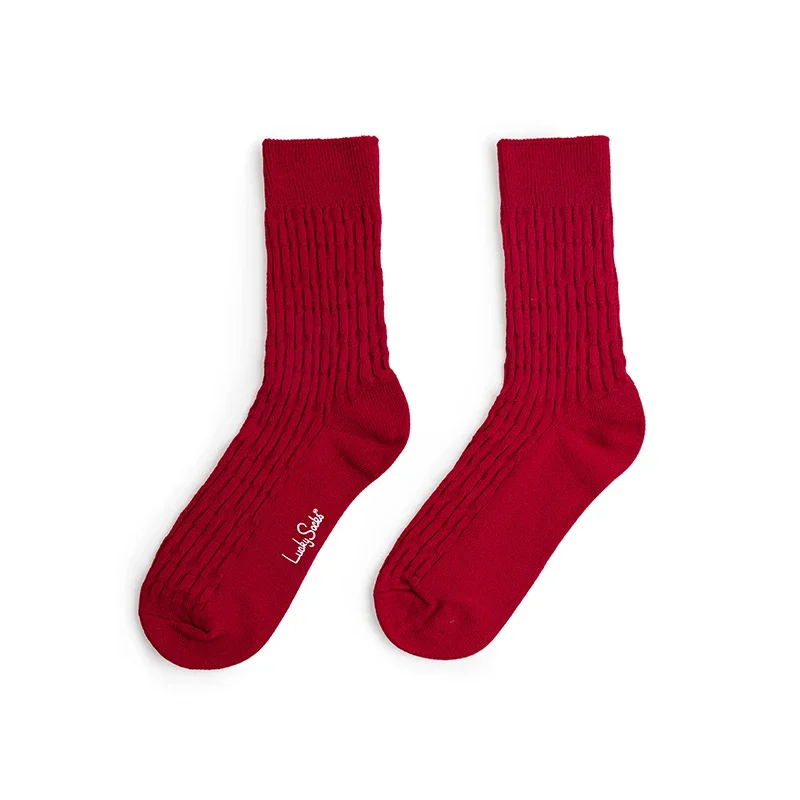 Maden feminino 3 pares de meias esportivas de malha vintage de meia panturrilha versáteis meias longas de cor sólida para primavera e outono