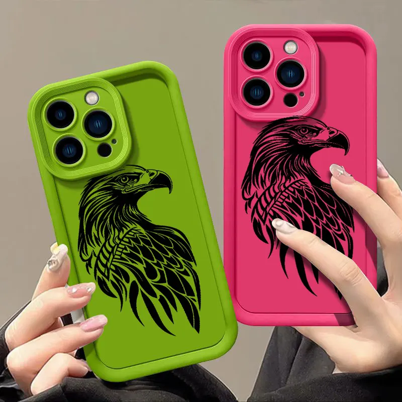 Eagle Fasion Phone Case for iPhone 11 12 MINI 13 14 15 16 PRO MAX PLUS Shockproof Silicone Soft Cover Coque