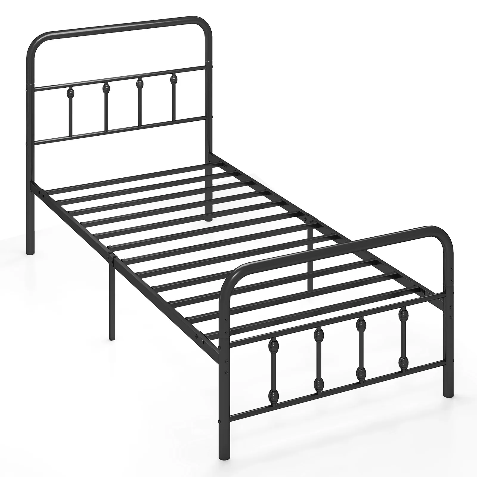 

Каркас кровати Twin/Full Size с изголовьем и местом для хранения под кроватью, без пружинного блока, черный