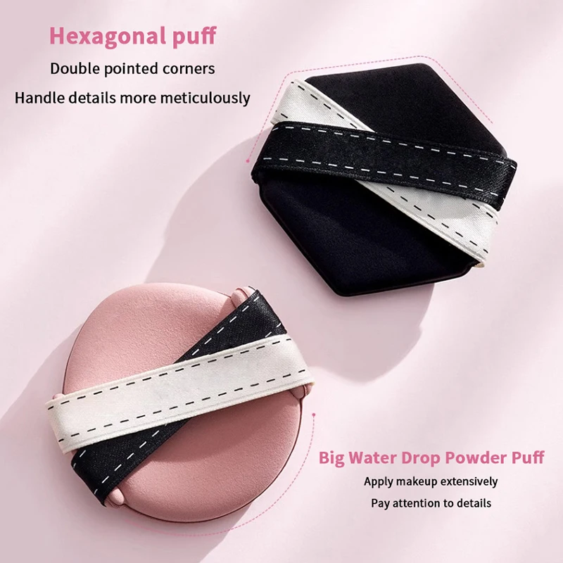 1/2/3Pcs Double Ribbon Large Water Drop Air Cushion Wet Or Dry Use Air Cushion Powder Puff Multi-Functional Portable Makeup Tool