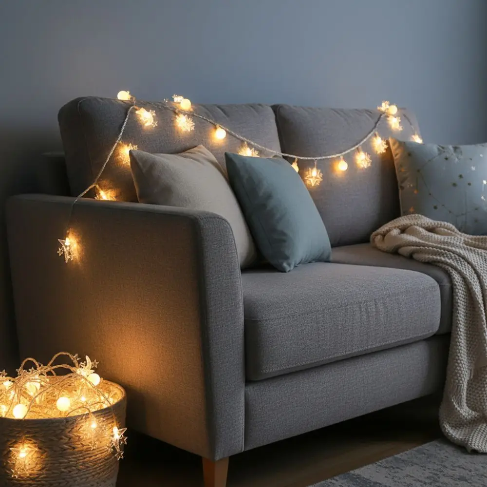 Plastic LED String Lights Battery Powered Moon Decoration Moon Star Lamp Warmwhite Multiple Lengths Star String Lights