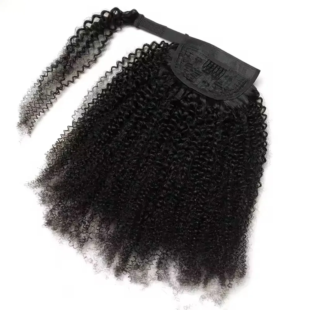 Ponytail Extension Human Hair Afrp Curly Clip in Wrap Around Ponytail Add Length 8-30 Inch Afro Curly Hair Ponytails For Women