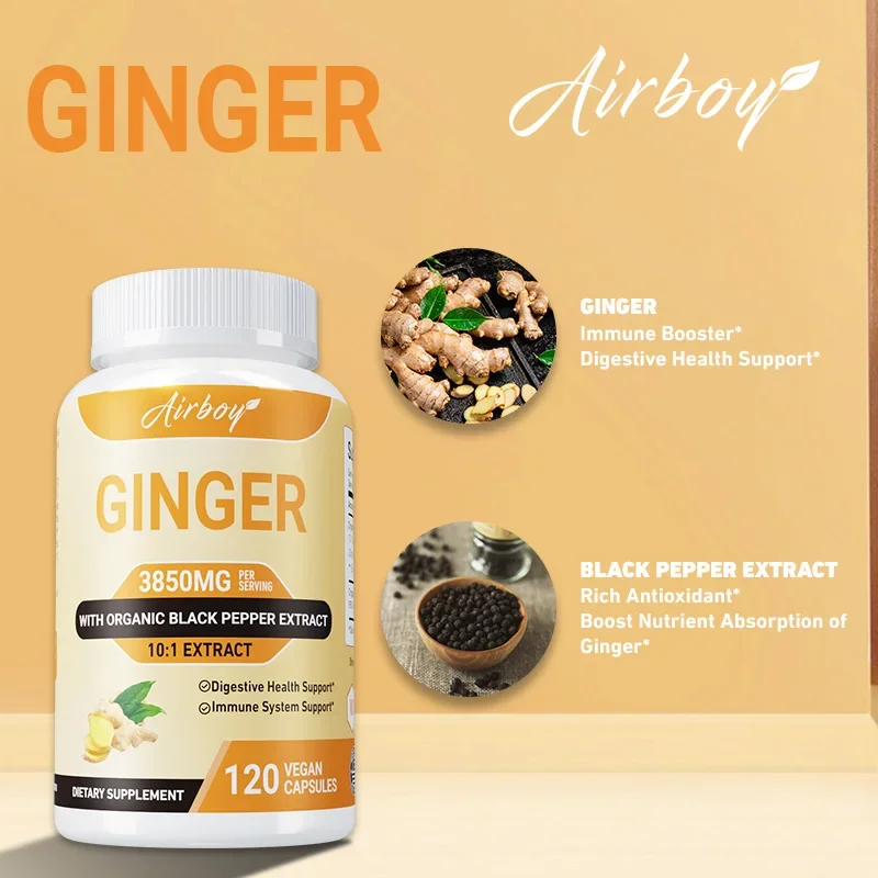 

Ginger 3850MG - Improves Digestion & Absorption, Stomach Discomfort, Enhances Athletic Performance, Boosts Immunity