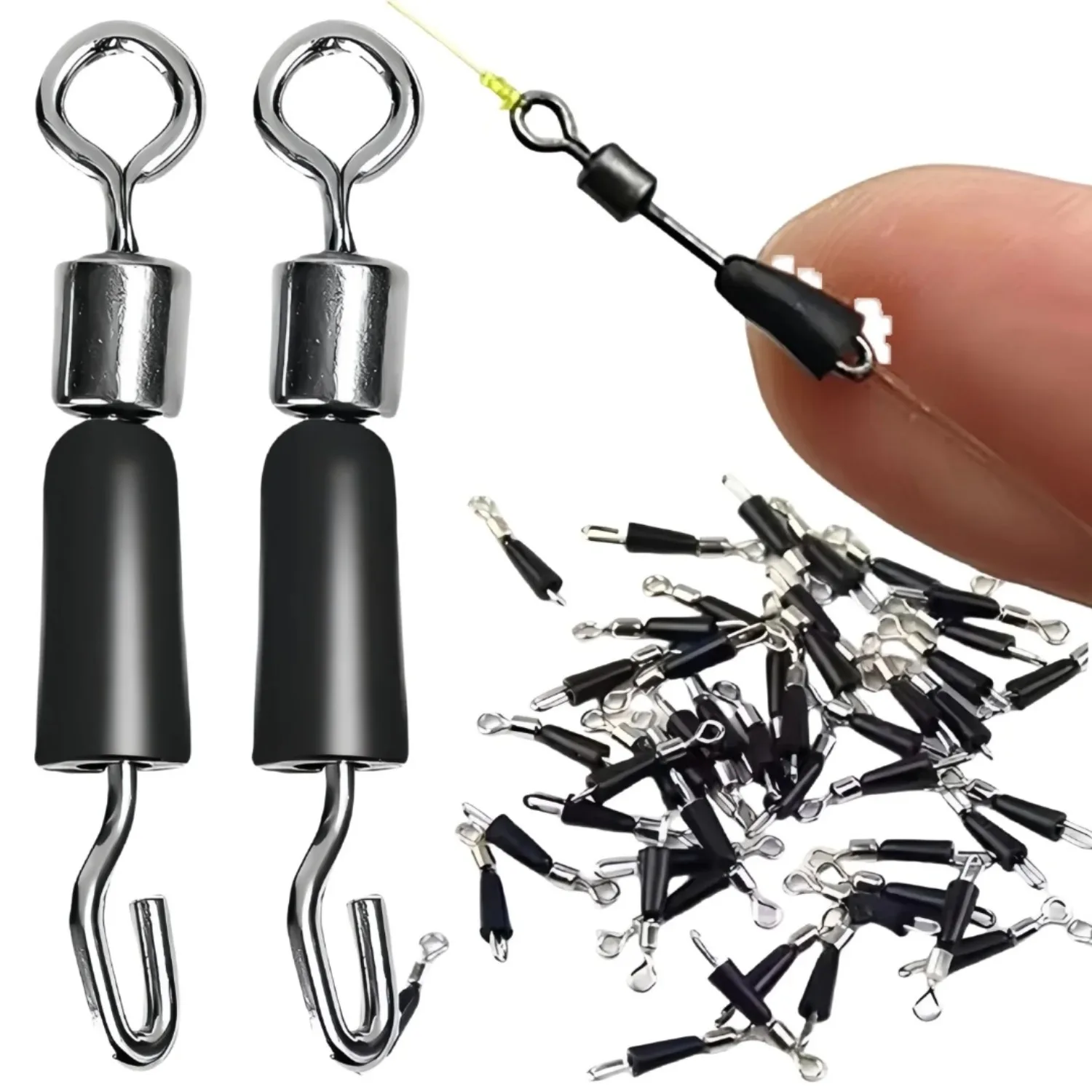 50 Stück Karpfenangeln Schnellwechsel-Feeder-Wirbel Method Feeder Wirbel-Verschlüsse Angelzubehör Werkzeug Jig-Haken Tackle-Verbinder