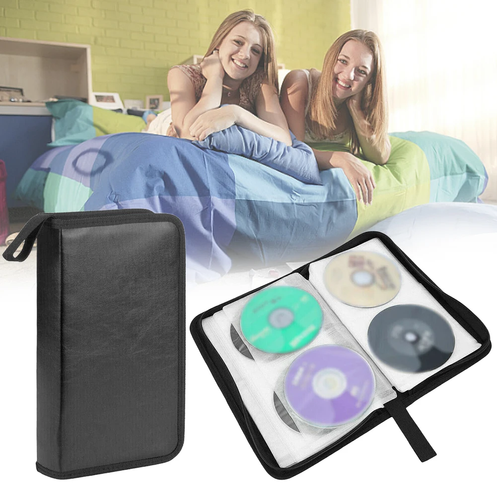 80 CD/DVD Disc Carry Case Handbag ith Zipper Double-side Album Storage Holder Portable Home Car CD DVD Organizer Box
