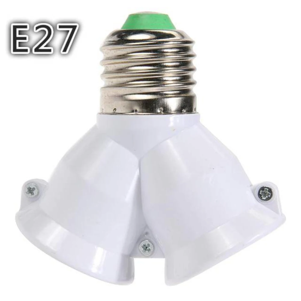 Double Head Lamp Base Double Spiral Lamp Holder E27 To 2 E27 Led Lighting Energy-saving Lamp Double-head Conversion Lamp Holder