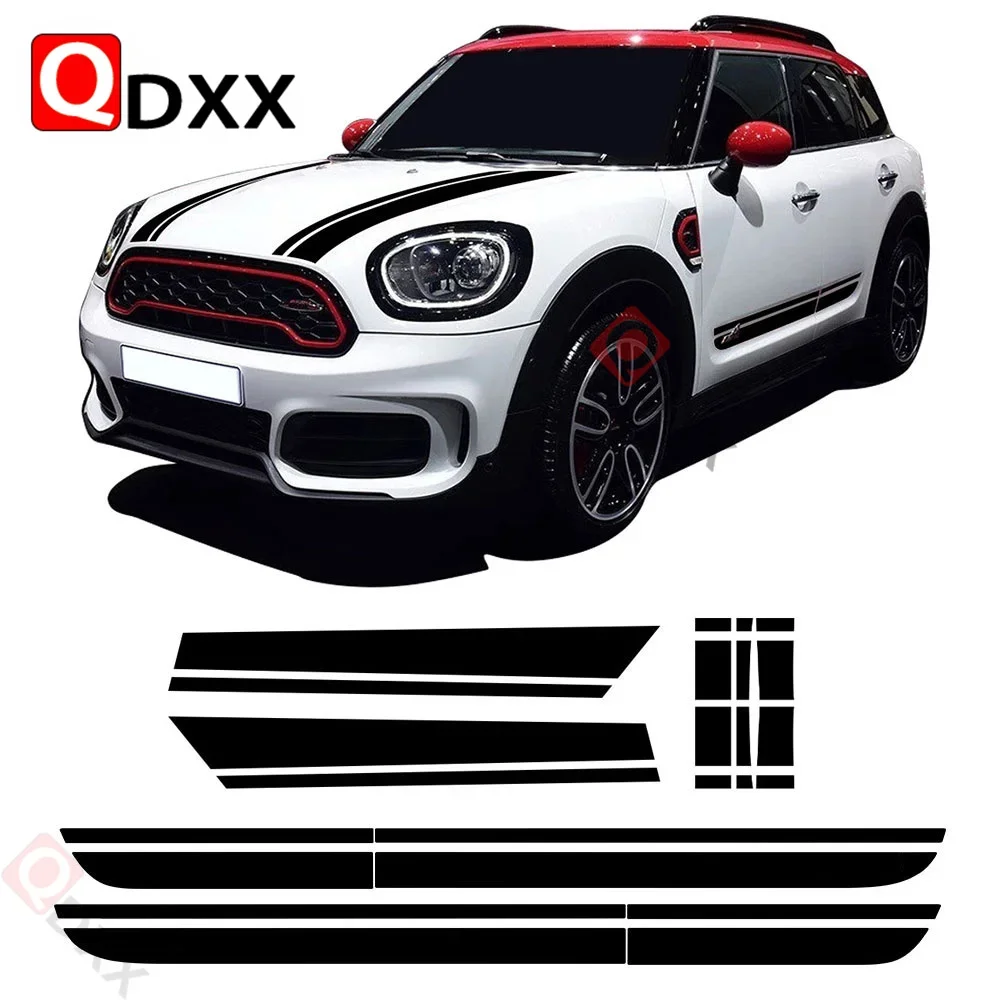 車のボンネットデカール、ボンネットバンド、リアトランクボディキット、サイドストライプ、スカートステッカー、miniカントリーマンf60クーパーjcwアクセサリー用