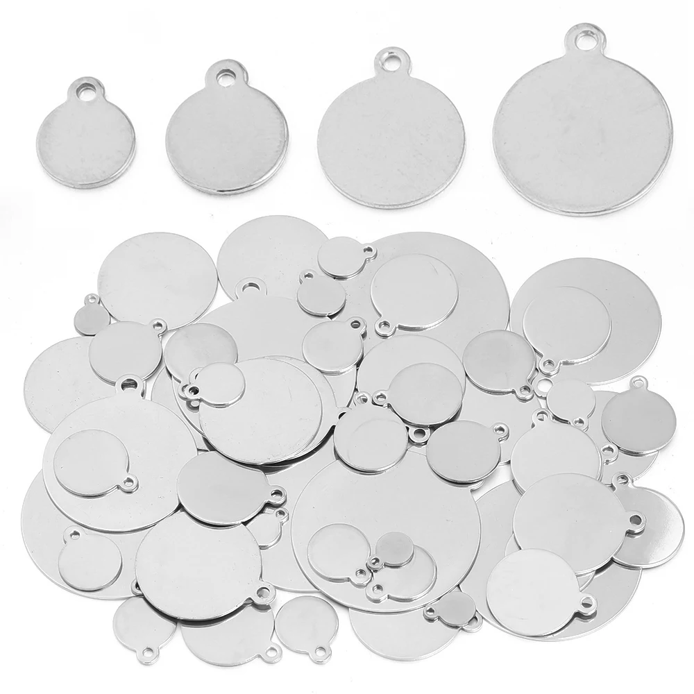 10pcs/lot Stainless Steel Round Disc Pendant 6-30mm Gold Plated Blank Charms Pendants Logos Stamping Tags For DIY Jewelry Making