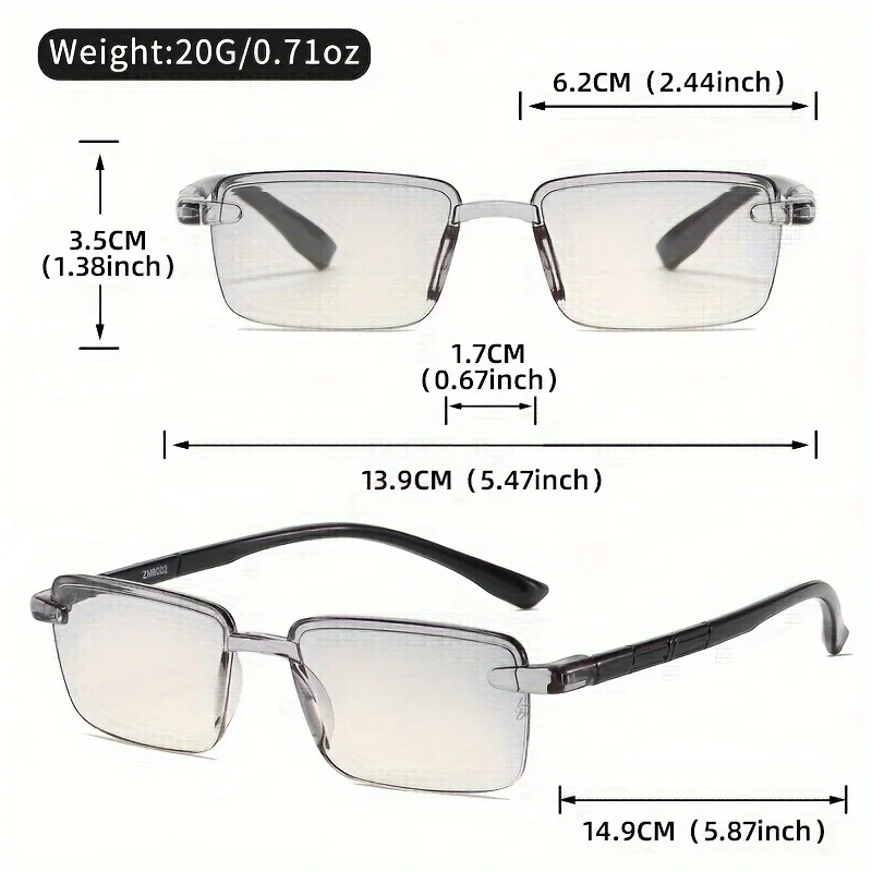 3 Pairs of Frameless Reading Glasses with Comfortable and Lightweight Design, Rectangular Elegant Edge-cut Reading Glasses