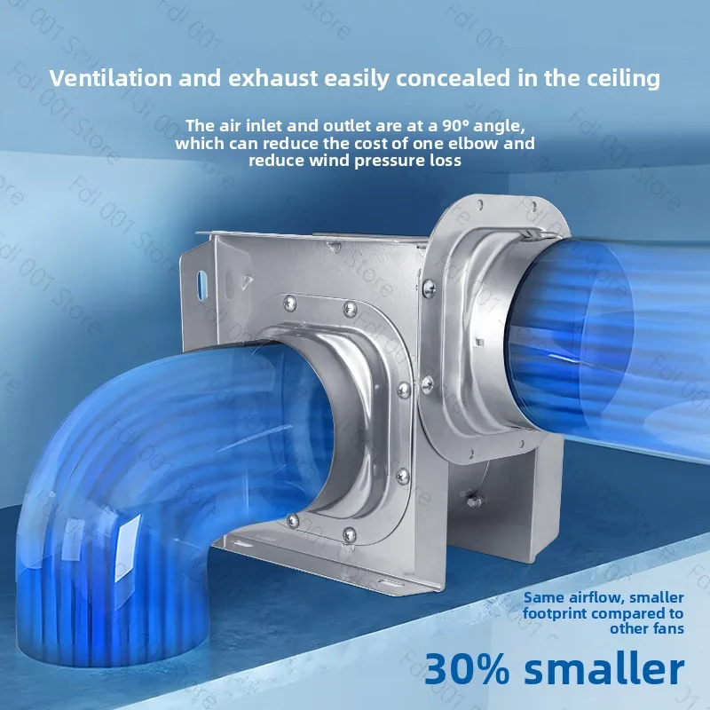 Silent Split Stainless Steel Centrifugal Pipe Fan, Powerful Exhaust Fan, Small Household Ventilator, 220V
