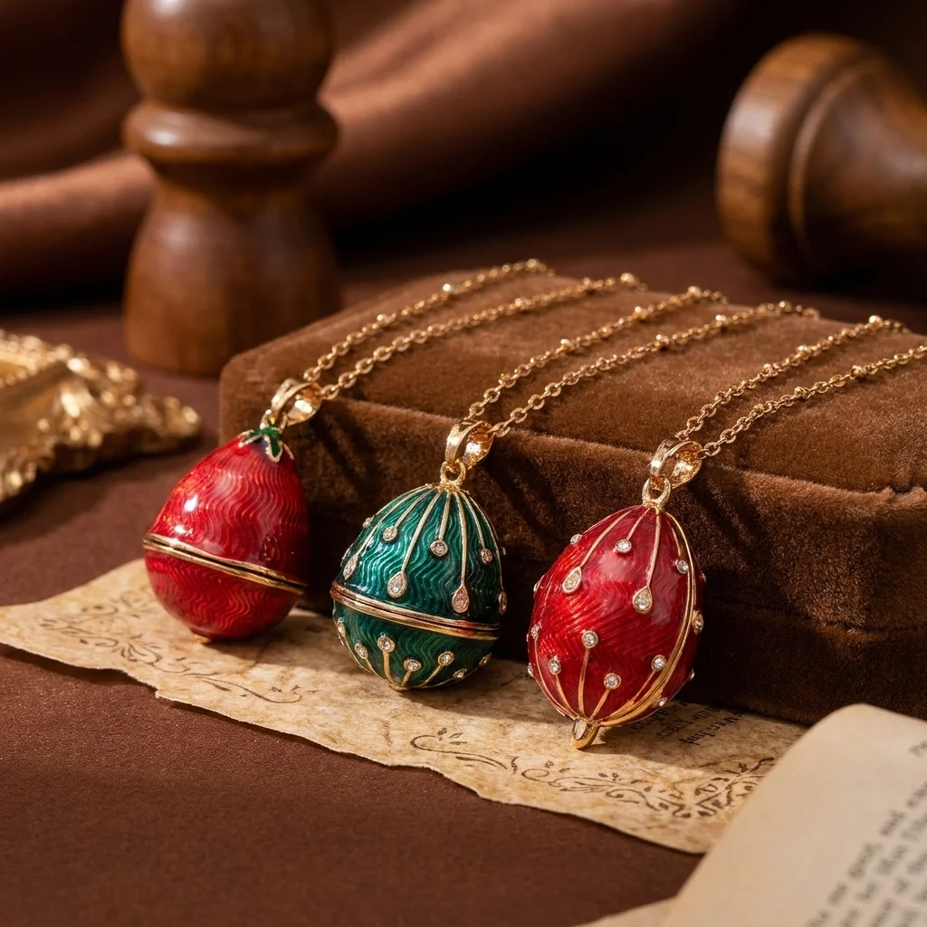 Simple Easter Egg Opening And Closing Necklace Pendant With Retro Copper Gold Plating_maomaolike.com
