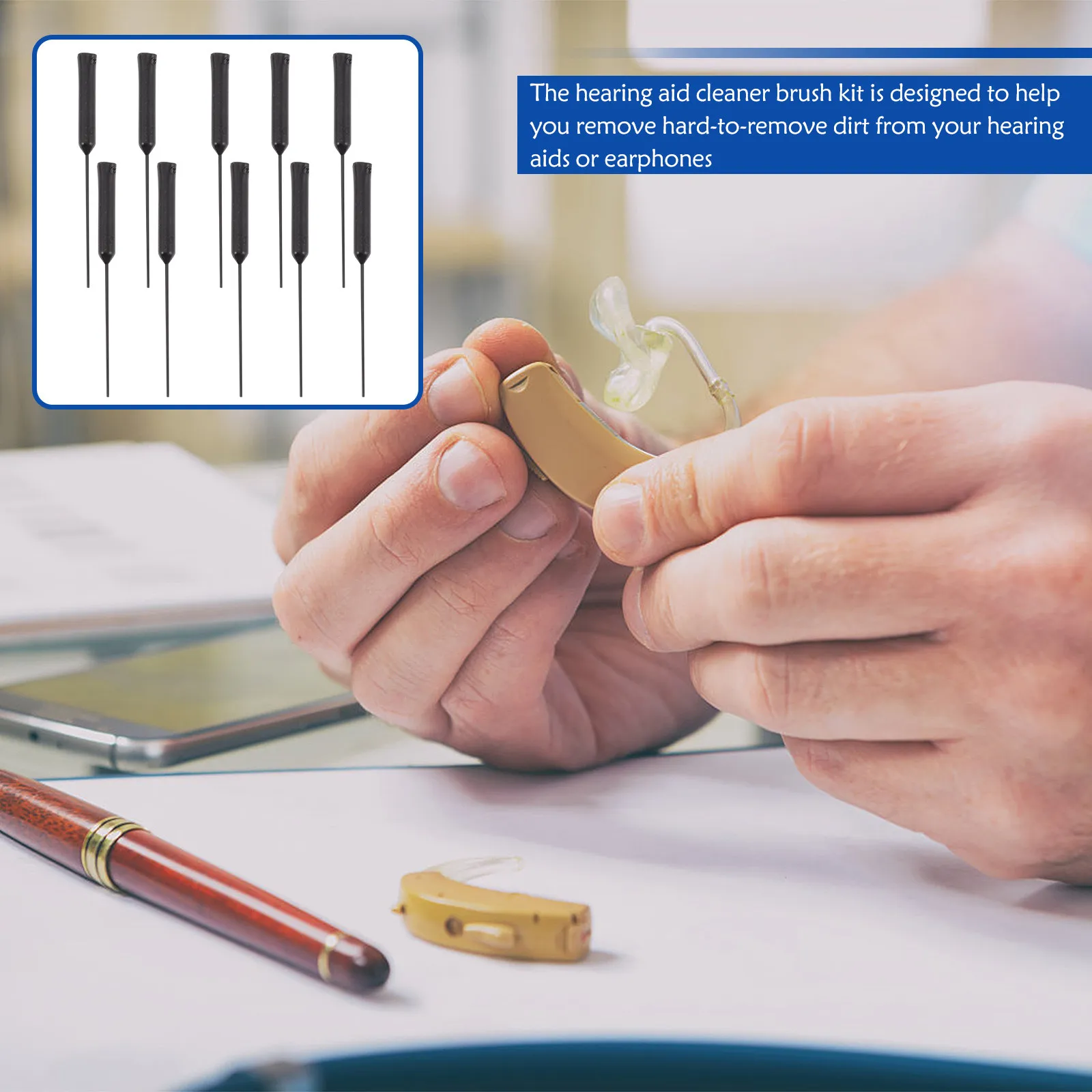 

10Pcs Hearing Aid Supplies Exquisitely Made Cleaning Rods Resistant to Peeling Multi-Use Earwax Removal Tools Ear Cleaner Kit