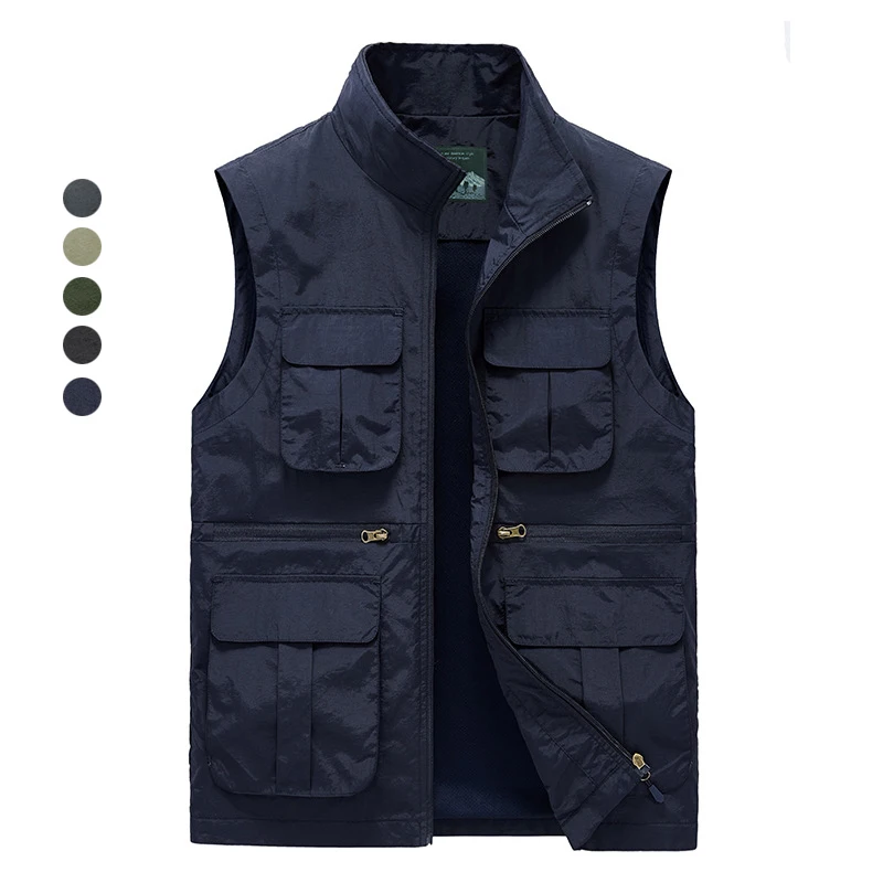 

2022 Mens Plus Size Tooling Vests Multi-pocket Fishing Quick-dry Tank Top Jacket Tactical Vest Sleeveless Work Wear 8XL