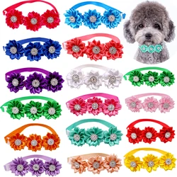 20/50pcs Dog Bow Tie Dog Flower Collar Diamod Dog Accessories Small Dogs Cat Puppy Bowtie Collar Dogs Bowties Pet Supplies