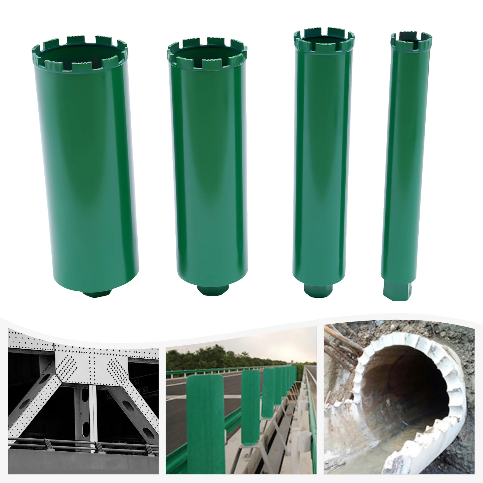 

M22 Thread Wet Diamond Core Drill Bit 4 Sizes Set High Sharp Wave Teeth Wet Drilling Hole Saw For Wall Brick Concrete Stone High Frequency Welding 10mm Segment Height Green Diamond Core Drilling Bits