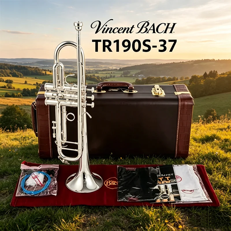 

High Quality Vincent BACH Bb Trumpet Stradivarius TR190s-37 50th Anniversary Silver Trumpet Pipe Flat Instrument Brass Strudents