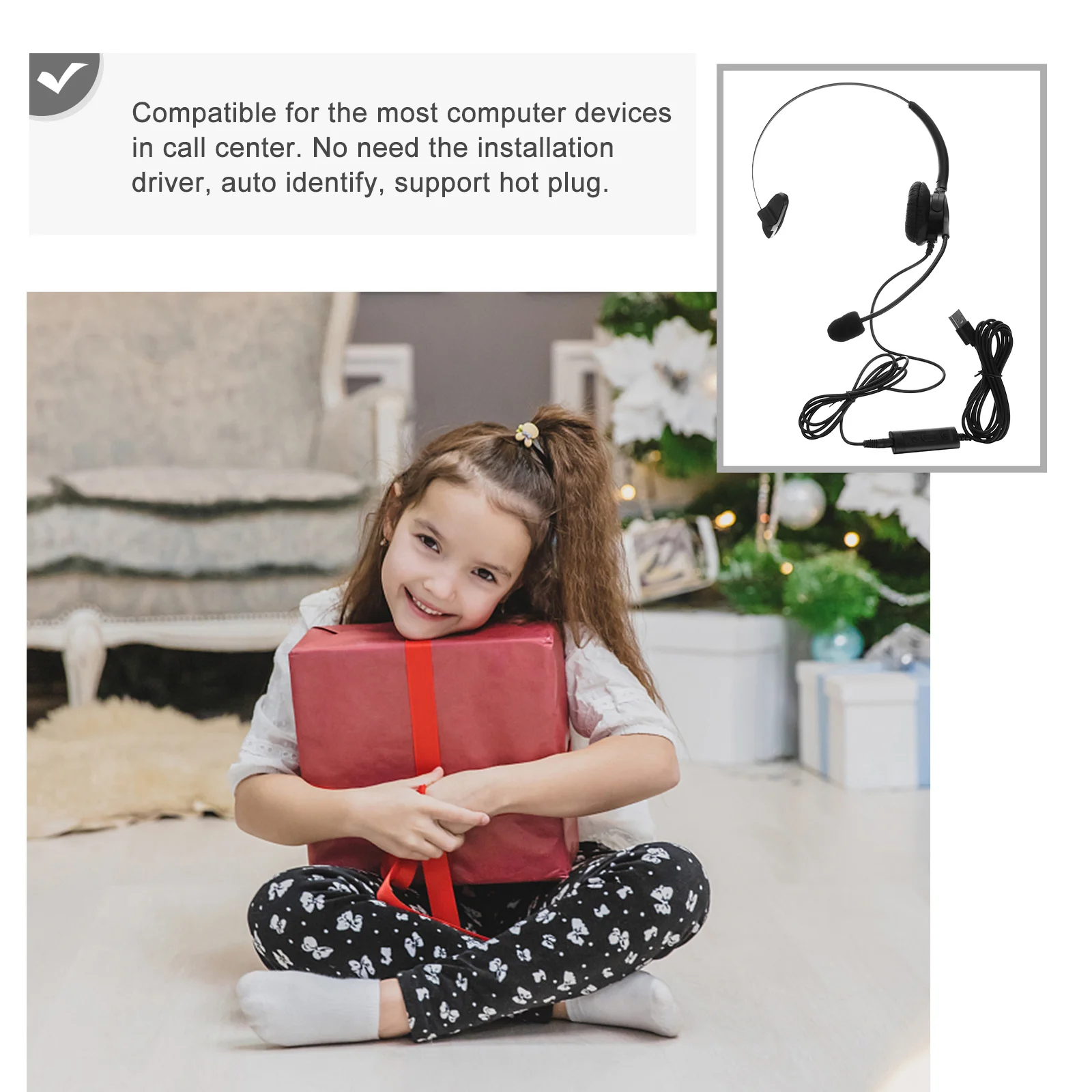 

Usb Office Headset Noise Cancelling Microphone 25 Levels Volume Control Call Center Compatible Computer Plug Play Black