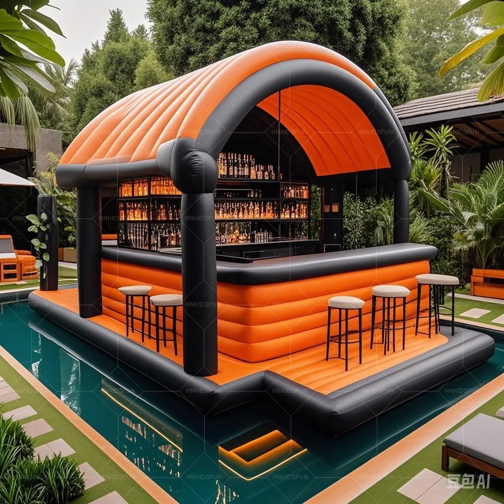 Inflatable Pool Bar for Adults Inflatable Floating Pool Bar with Swimming Pool for Backyard Party Spot