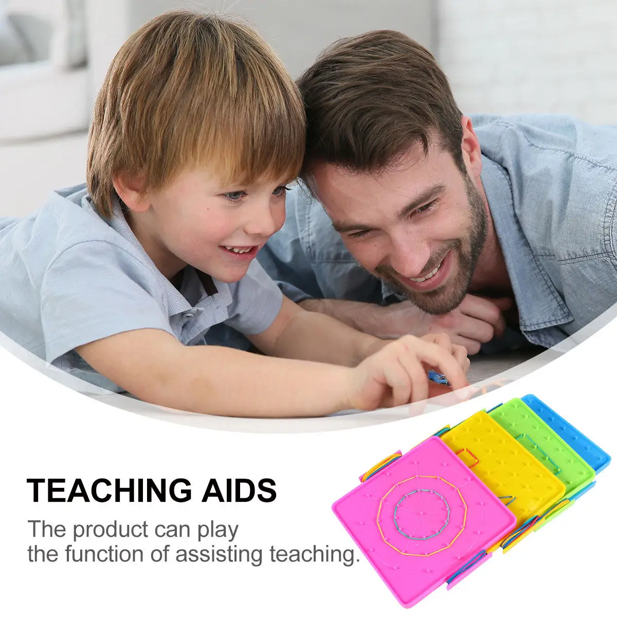 4Pcs Geoboard Pegboard Plastic Nail Board Educational Tools for Kids Geometry Learning Primary Math Practice Creative Classroom