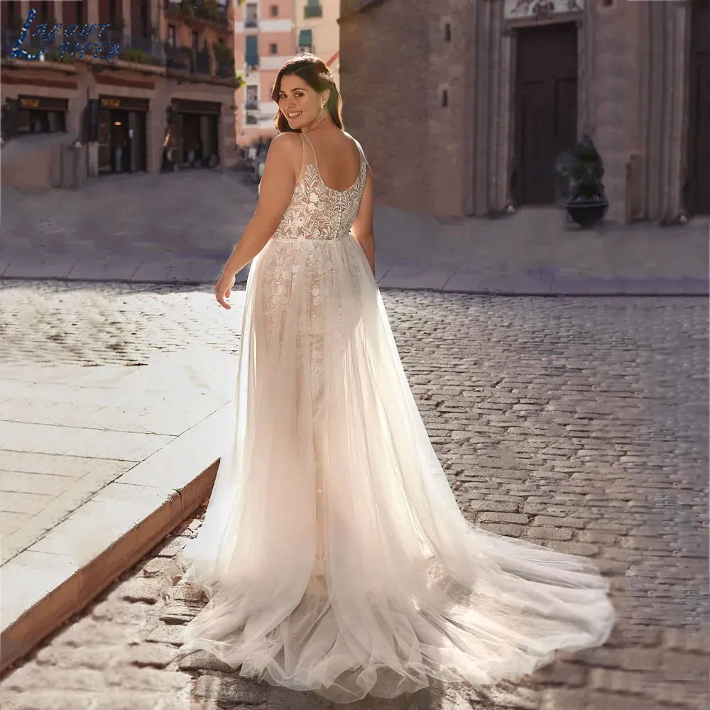 LAYOUT NICEB Mermaid Plus Size Appliques abiti da sposa Backless senza maniche in Tulle abiti da sposa senza spalline vestido de noivaLAYOUT NICEB Mermaid Plus Size Appliques abiti da sposa Backless senza maniche in Tu