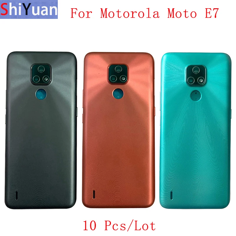 

10Pcs/Lot Battery Cover Back Rear Door Housing Case For Motorola Moto E7 Back Cover with Camera Lens Repair Parts