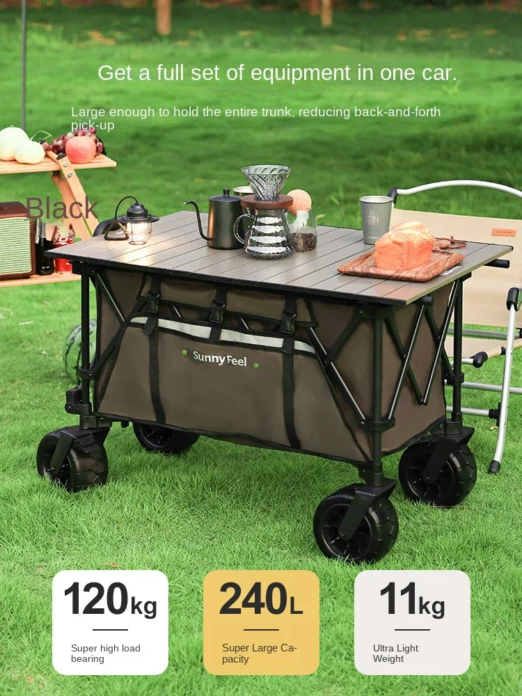 YY Outdoor Camping Cart Foldable Picnic Camp Hand Buggy Portable Camping Small Trailer