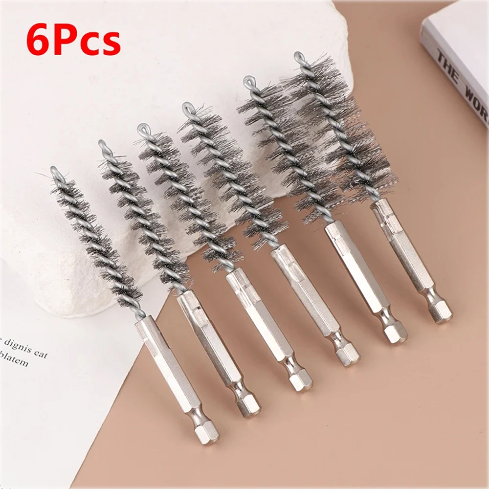 

6 Pcs Hexagonal shank steel wire brush for electric drill cleaning Stainless steel wire brush for electric drill cleaning
