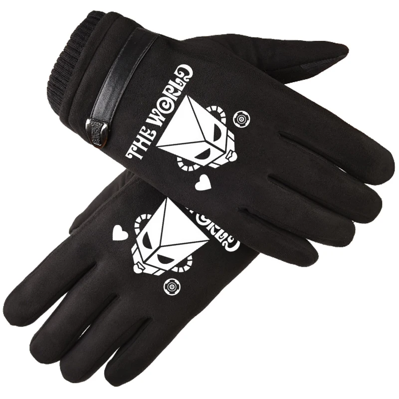 Jo-jo's Bizarre Adventure Kira Yoshikage KILLER QUEEN Anime Coaplay Props Gloves Winter Warm Soft Flannel Gloves For Women Men