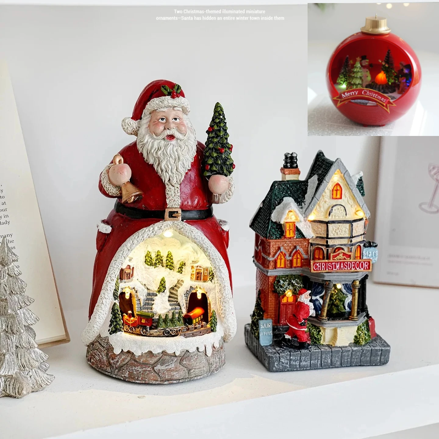 Creative Micro Landscape Santa Claus, Ping An Fruit Sculpture Ornament, Home Decor, Exquisite Christmas Gift