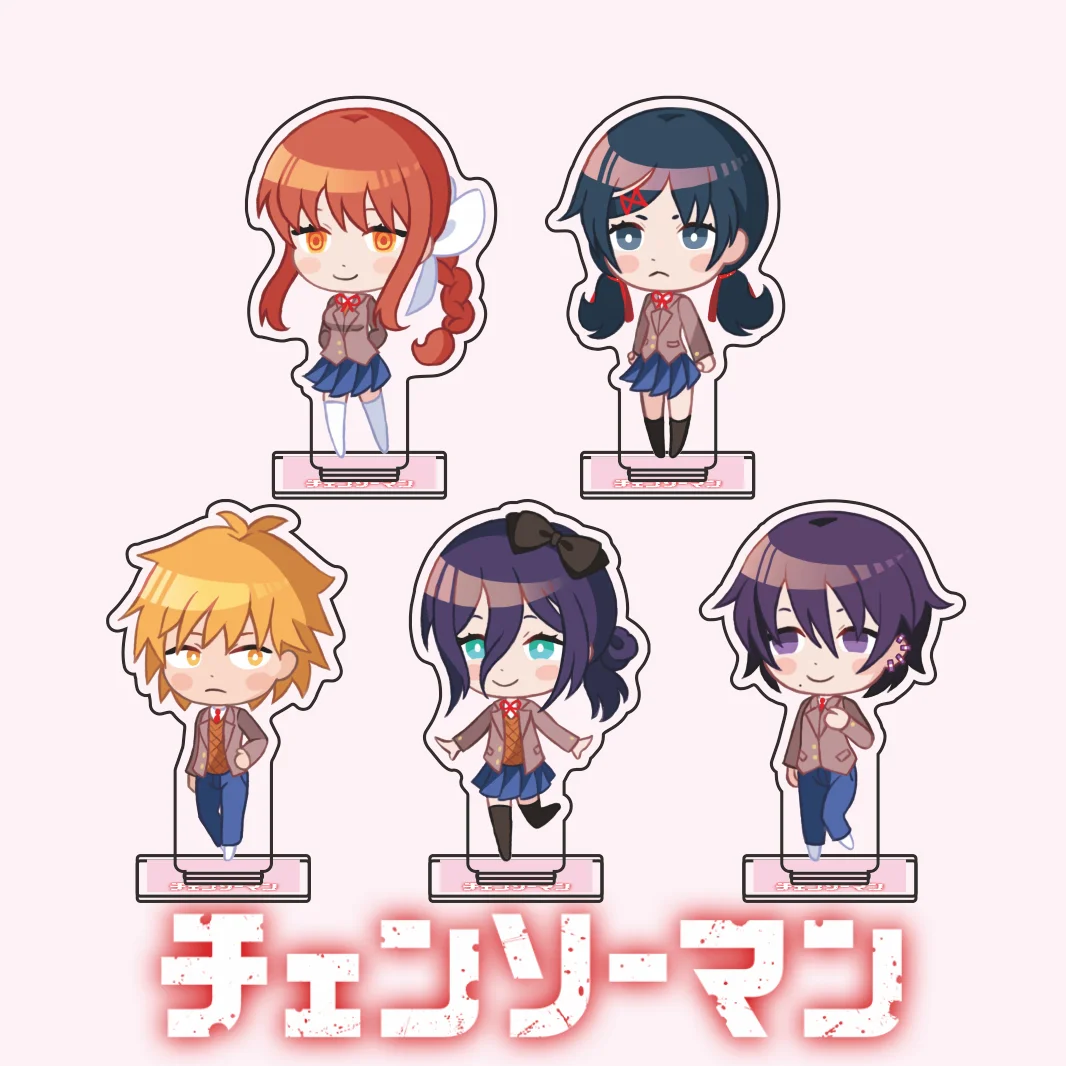 New Anime Chainsaw Man Denji Makima School Uniform Chibi Acrylic Stand Keychain Figure Model Plate Desk Decor Gift