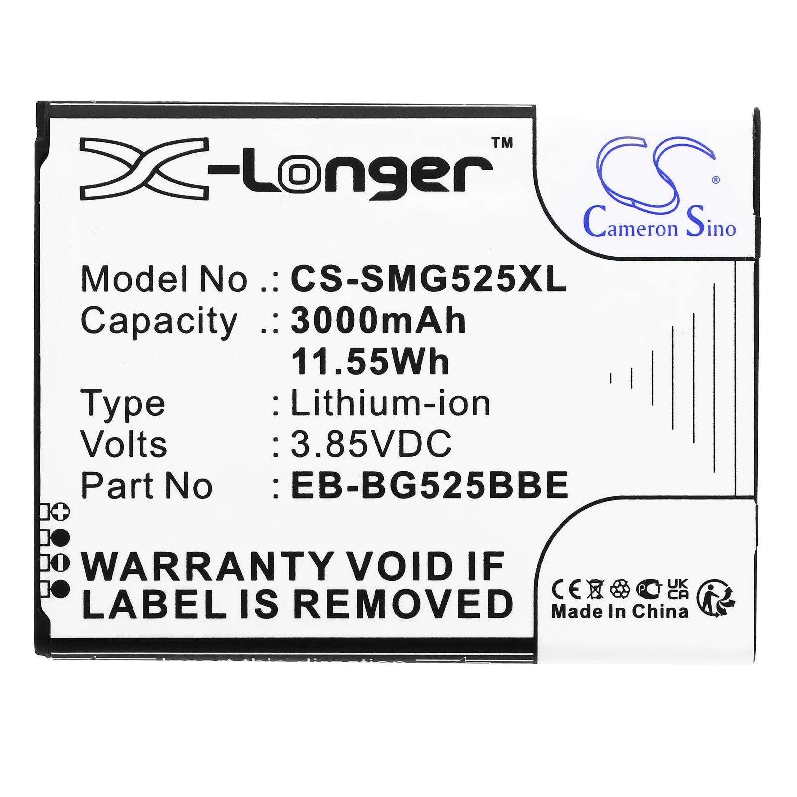 Cameron Sino 3000mAh Battery for Samsung Galaxy XCover 5 2021 SM-G525F SM-G525F/DS Galaxy XCover 5 SM-G525N EB-BG525BBE