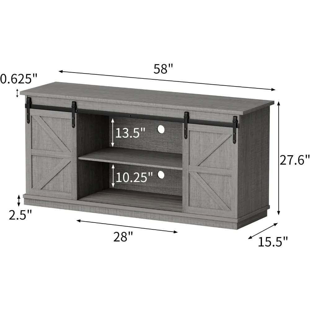 حامل تلفزيون، يناسب أجهزة التلفاز حتى 65 بوصة مع باب الحظيرة المنزلقة والتخزين، وطاولة وطاولة ووسائط غرفة المعيشة، 58 بوصة #2