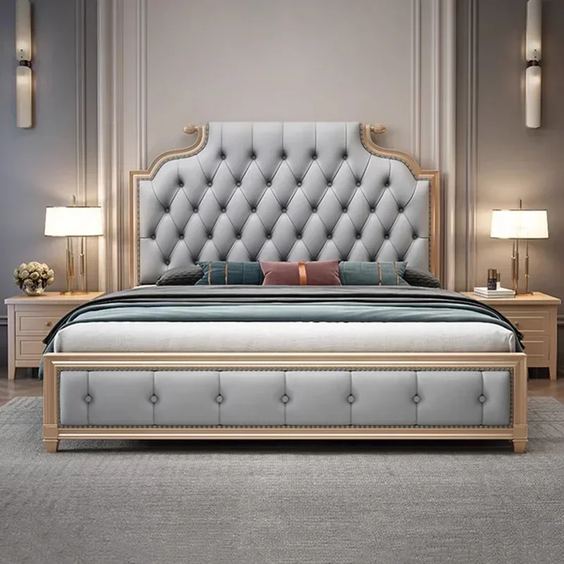 

Luxury Queen Size Marriage Bed Wood European Modern Bedroom Bed Storage Space Lit Princesse Enfant Fille Hotel Furniture