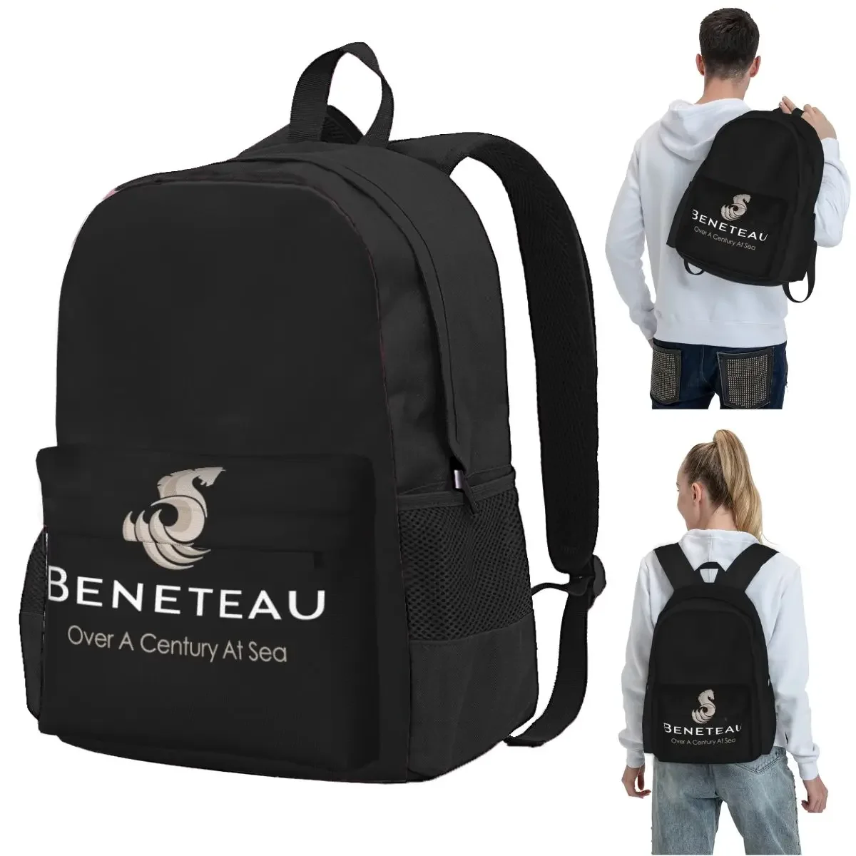 Beneteau Sailboat Sailing Yacht POCKET SIDE Backpack Student BookBag Kids School Bag Laptop Shoulder Bags for Men Women