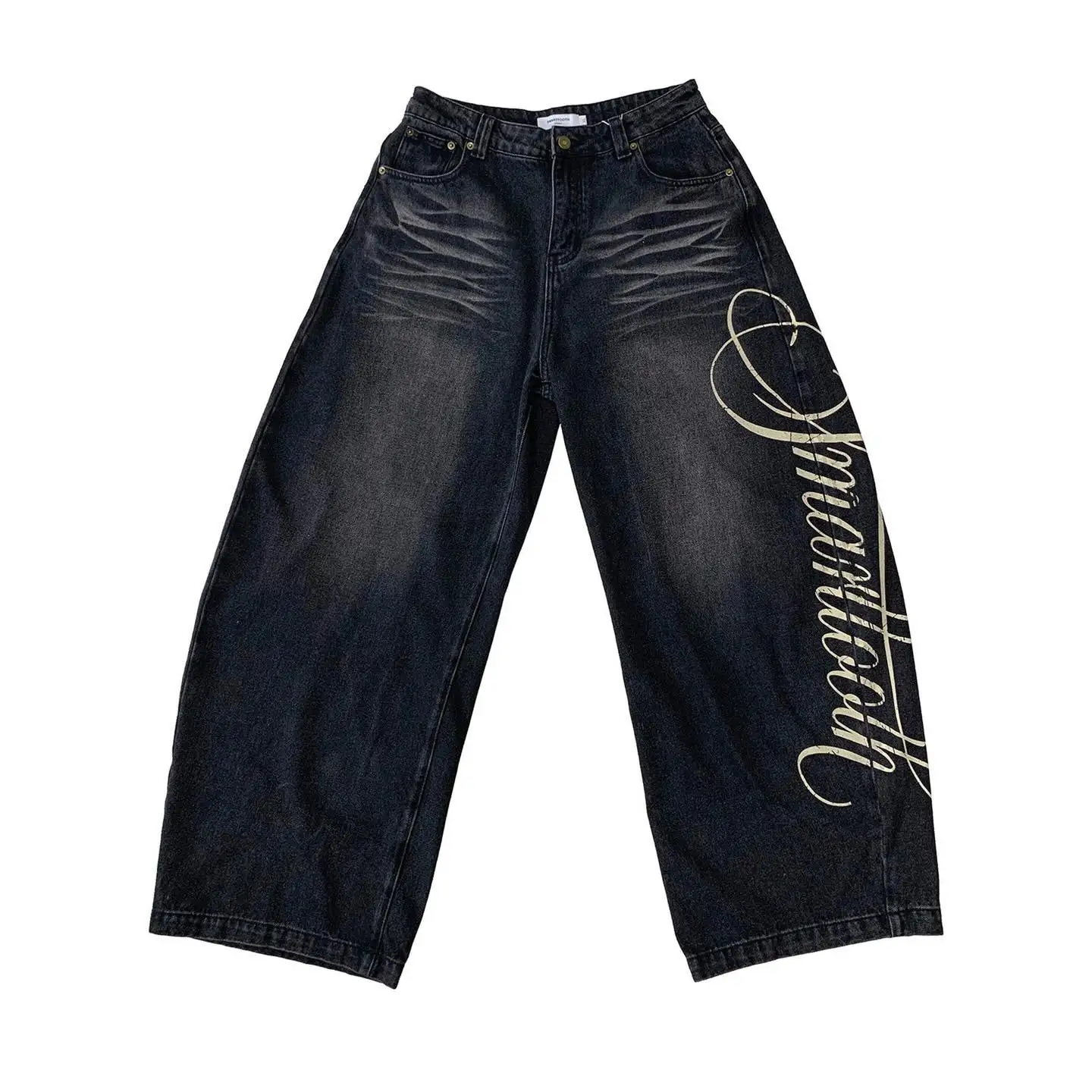 

Y2K Fashion Streetwear New High Quality Letter Printing Baggy Jeans Women Hip Hop Retro Popular Casual High Waist Wide Leg Pants