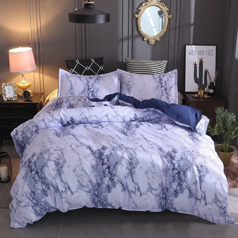 Black Marble Pattern Bedding Sets Duvet Cover Set 2/3pcs Bed Set Single Double Queen King Size White Quilt Cover  No Filling