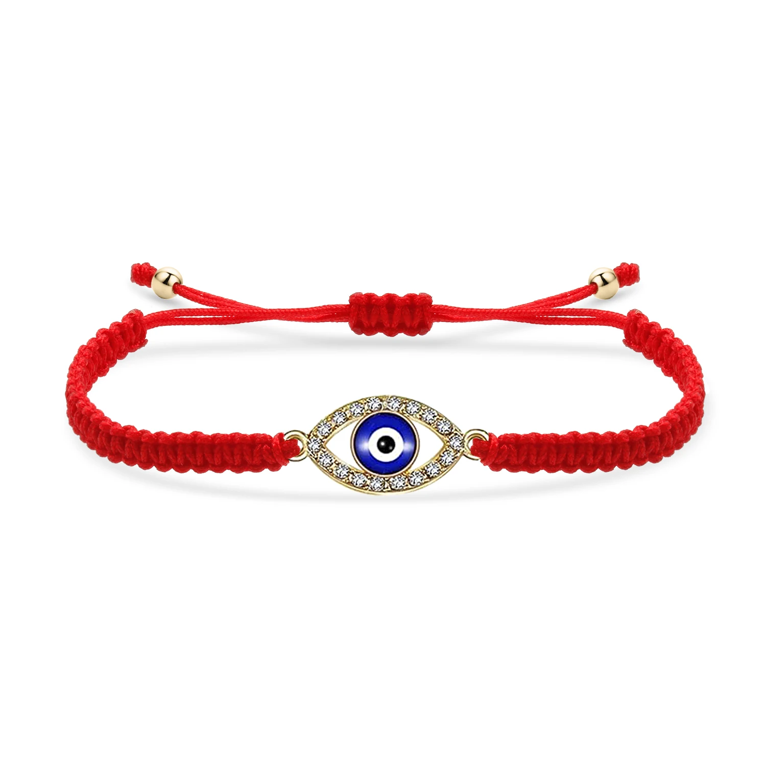 Zinc Alloy Rhinestone Crystal Hamsa Hand Of Fatima Nazar Evil Eye Charm Bracelet Women Red String Macrame Adjustable Jewelry Her