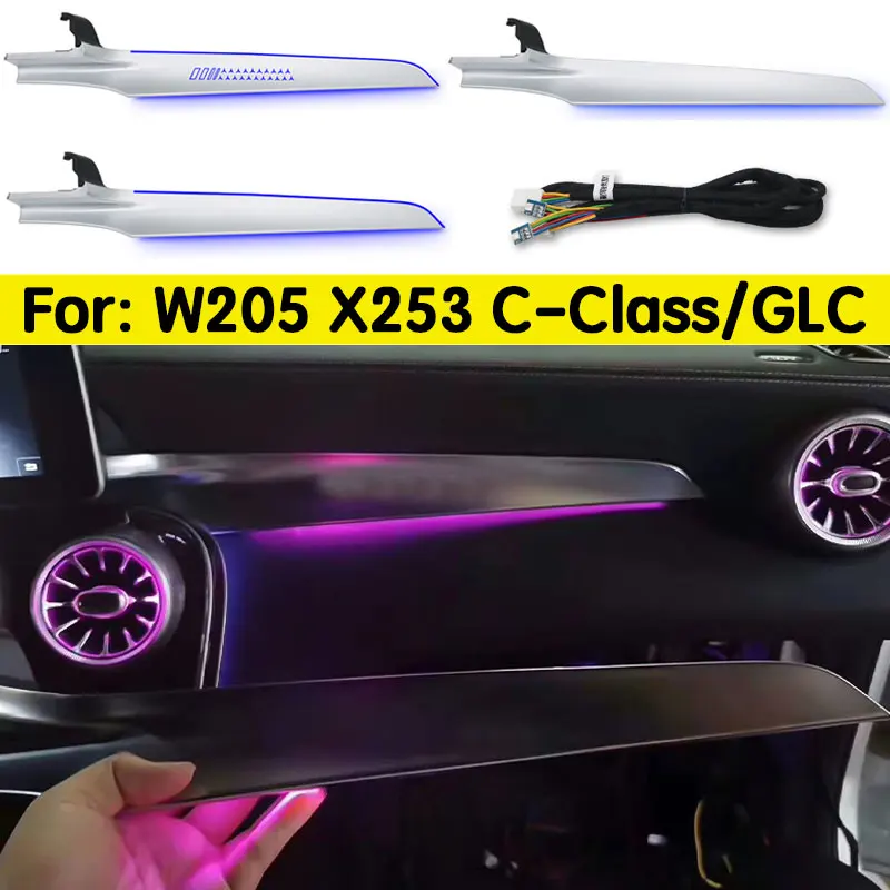 Copilot Ambient Light 3/12/64 Colors For Mercedes-Benz C/GLC Class X253 LED Decorative Light Retrofit Car Tuning