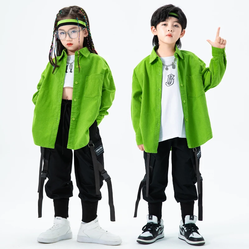 Kid Kpop Outfits Hip Hop Clothing Oversize Shirt Streetwear Jogger Sweat Harem Pants for Girl Boy Jazz Dance Costume Clothes