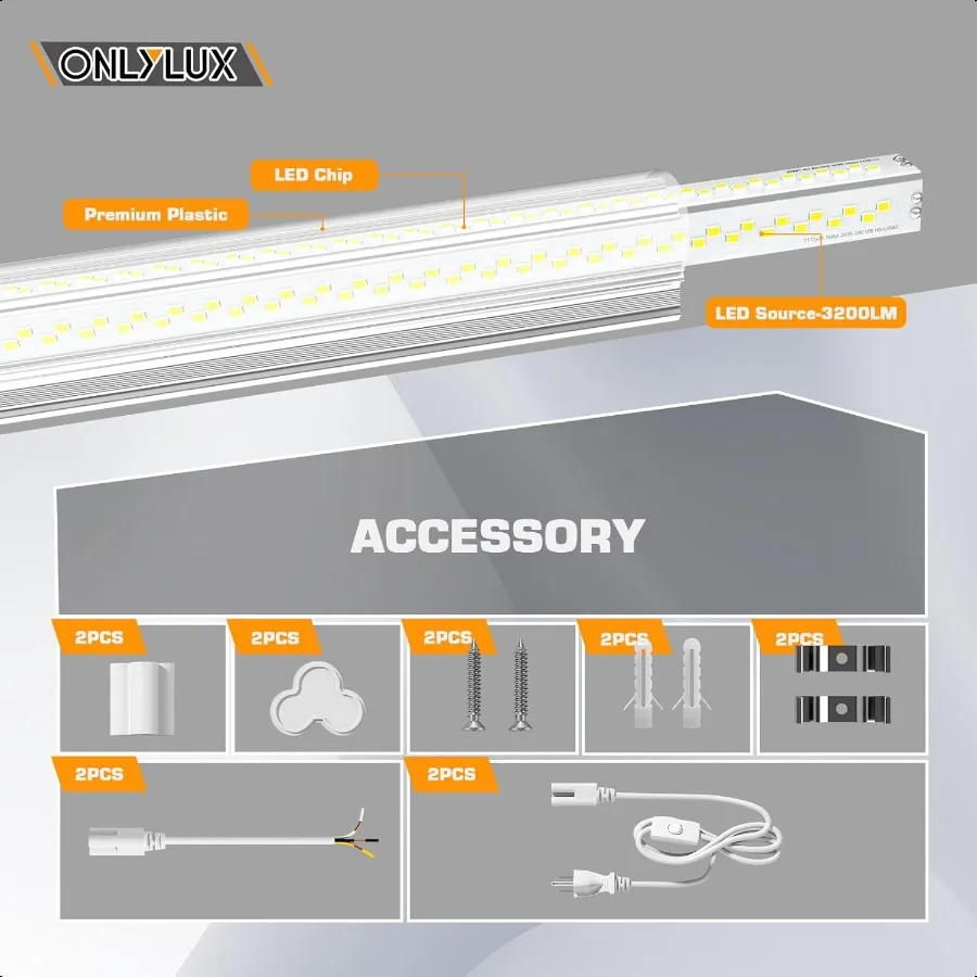 Luzes de loja led tubo de luz led 25w 6000k iluminação de garagem er brilhante sob a iluminação do armário conectável com plug luzes de loja para ga