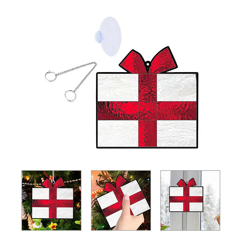

1Set Colored Glass Window Hanging Christmas Pendant Acrylic Ornament Christmas Outdoor Wall Hanging Decorative Party Supply