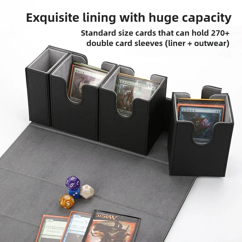 Card Storage Box with Dice Tray 4 in 1 Card Deck Case Holds 270+ Cards Organizer Magic Commander for TCG CCG Sports Game Cards