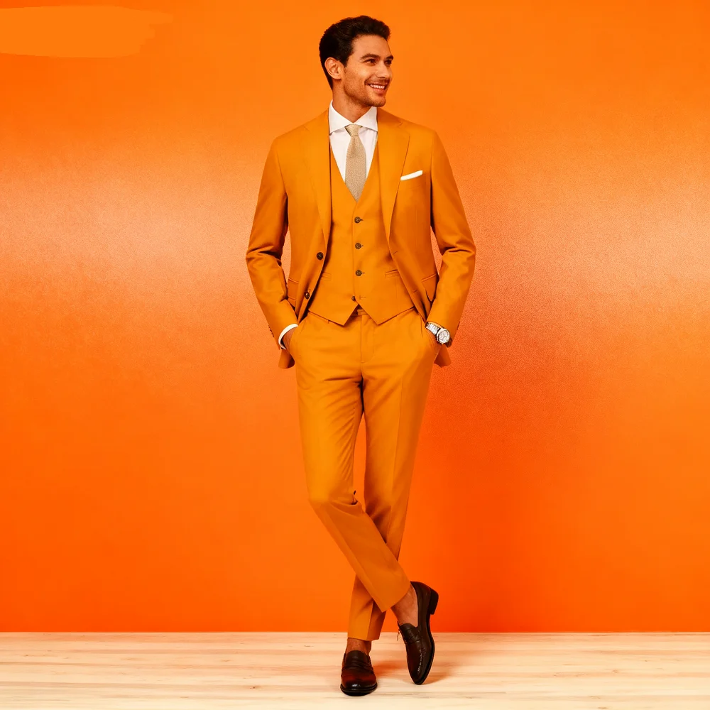 

Elegant Solid Slim Fit Men Suits Two Buttons 3 Pieces Jacket Vest Pants High Quality Business_Wedding Male Clothing Blazer Sets