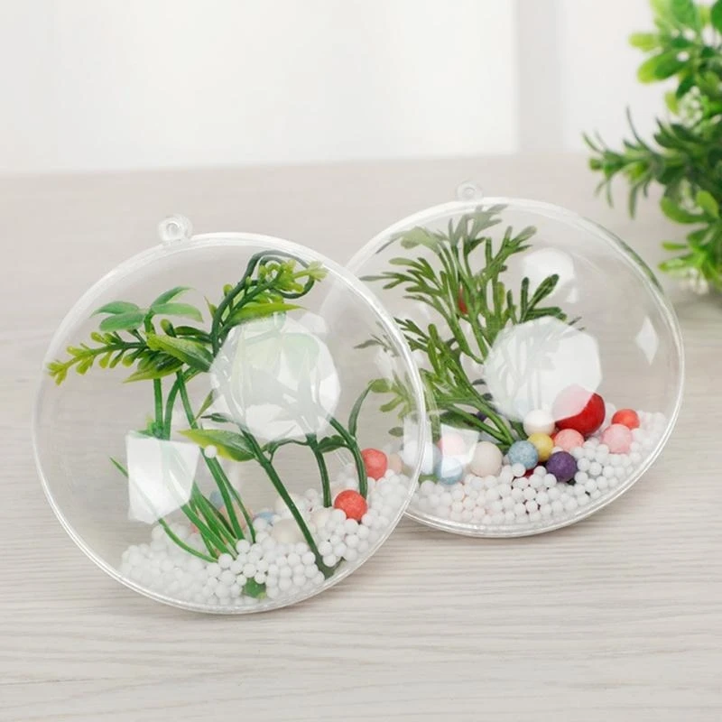 5Pcs Oblate Clear Plastic Ornament 3.5 Inch Christmas Fillable Hanging Flat Balls Bauble DIY Craft Xmas Tree best sale - Image 5