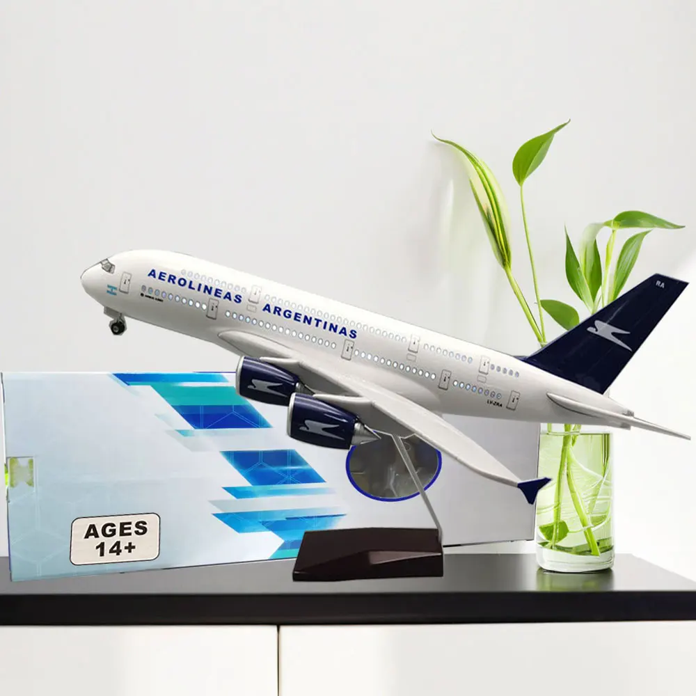 

Souvenir Model aircraft cast Led simulation model Airbus A380 Argentina 1/160 Aircraft Collection display scale decoration or gi