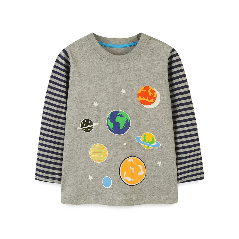 Jumping Meters 2-7T New Arrival Boys T shirts Space Print Hot Selling Children's Clothing Long Sleeve Autumn Spring Blouses