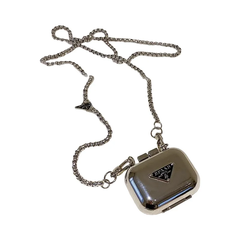 Tas Mini Logam Earphone Mini Ransel Diagonal Tas Persegi Serbaguna Tas Wanita Dekoratif Rantai Leher Cermin Huruf