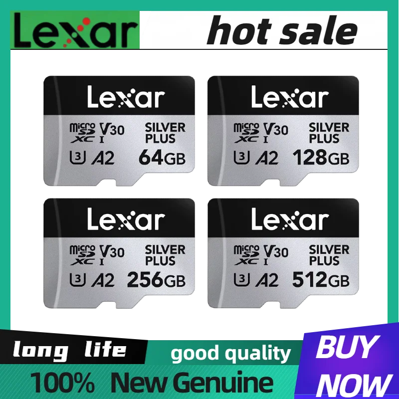 lexar-タブレットドローン用-プロフェッショナル-シルバーplus-microsdxc-uhs-i-メモリーカード-64gb-128gb-256gb-u3-a2-v3-4k-tfカード-ストレージカード