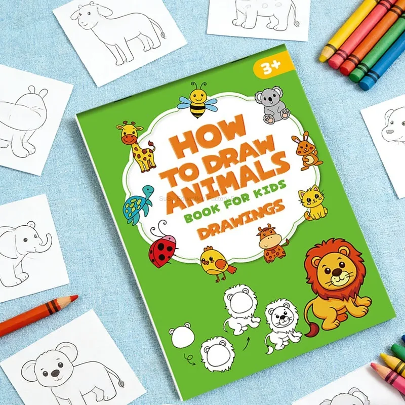 

Занимательная книжка-раскраска, учебная книга по рисованию для детей, полное рисование в 4 простых шагах, интерактивная книга для детских занятий.